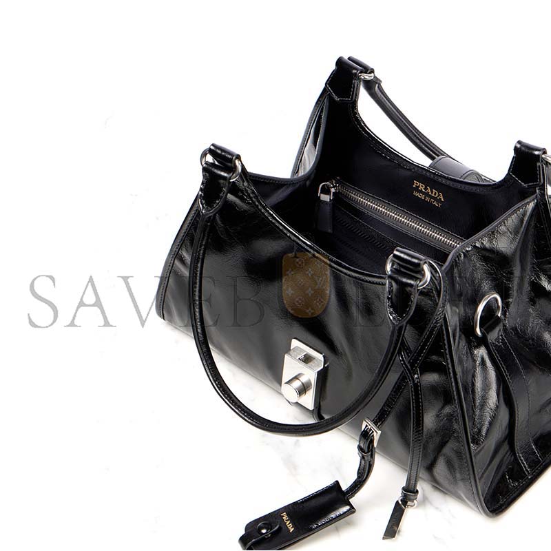 PRADA MEDIUM PUSH-LOCK LEATHER TOTE (30*21*16cm)